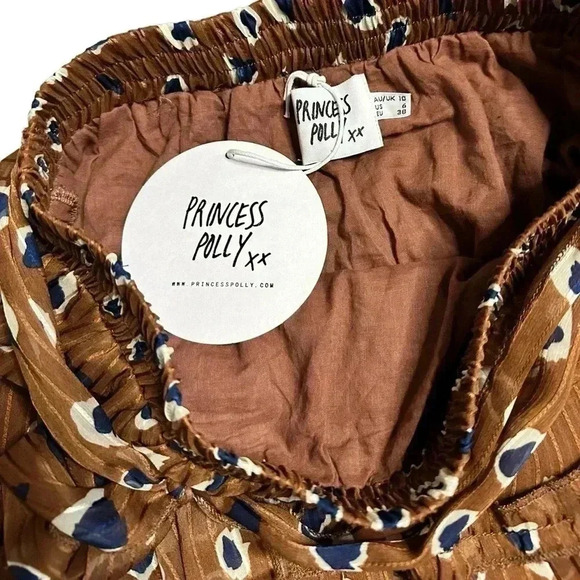 Princess Polly Worton Mini Skirt Women's 6 Side Tie Tiered Ruffle Pull On A Line - Picture 3 of 4